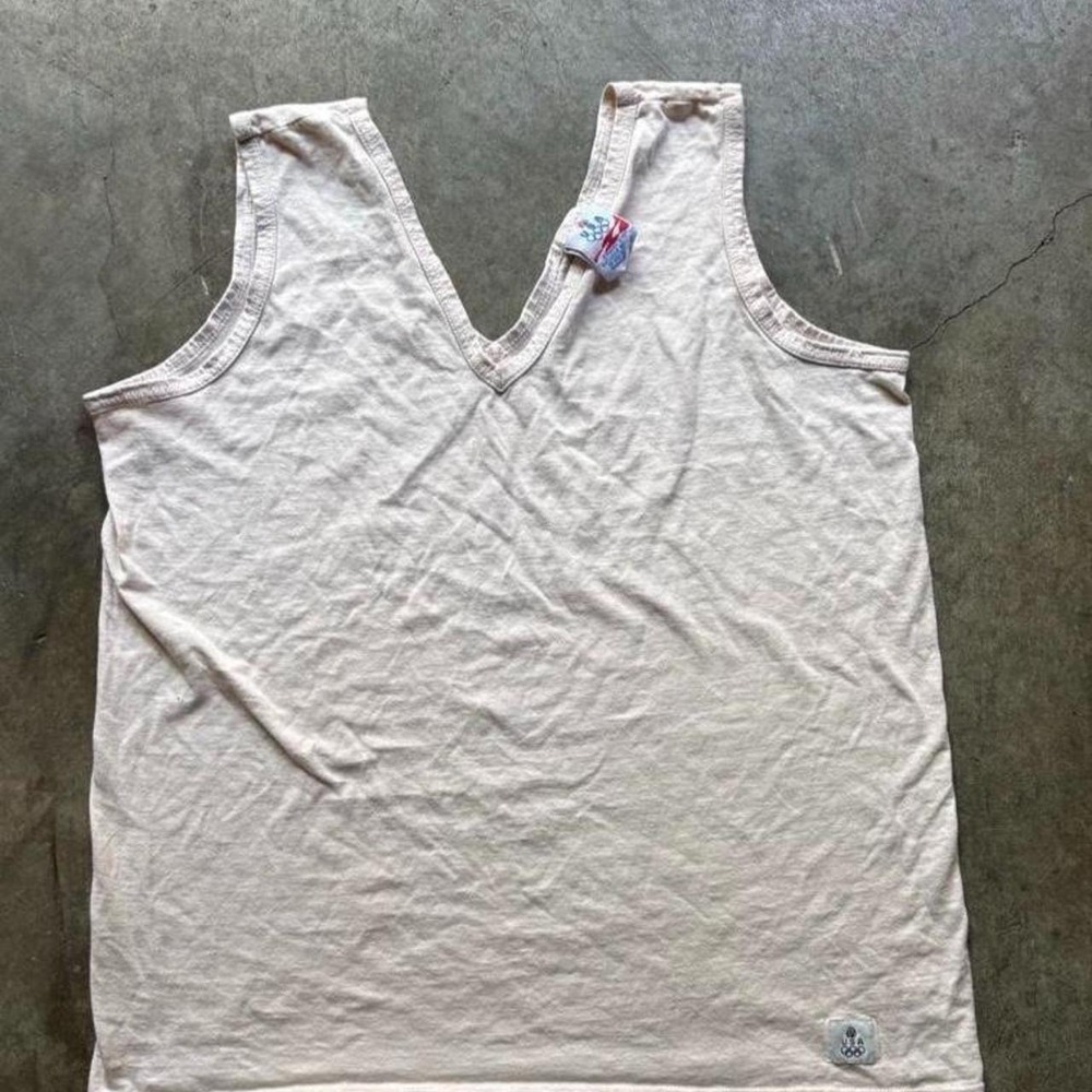 Vintage 90s USA Olympic beige cotton tank  Mens size large